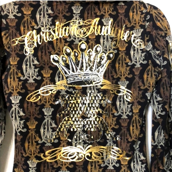 Christian Audiger Y2K Black & Gold Panther Monogram Hoodie - Picture 11 of 15